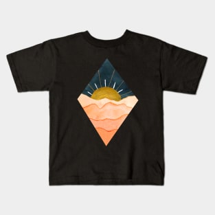 Diamond Orange and Gold Sunset (dark background) Kids T-Shirt